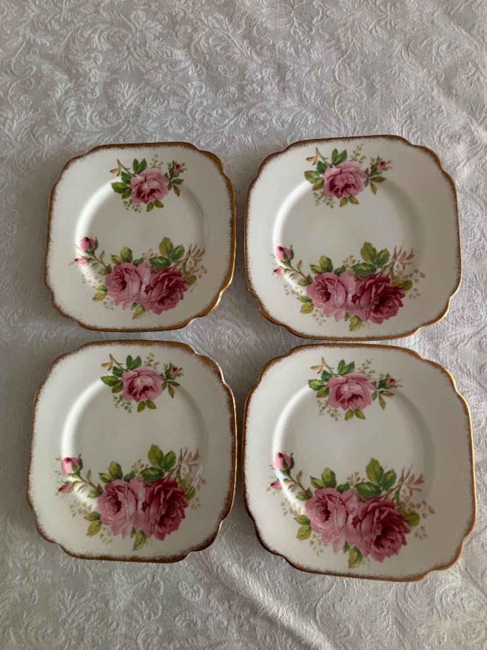 Royal Albert American Beauty Square Dessert Plates 6 ⅞"